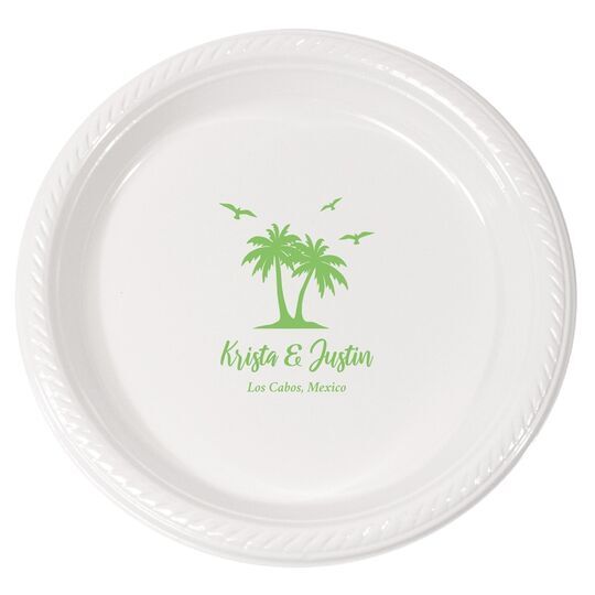 Palm Tree Island Plastic Plates